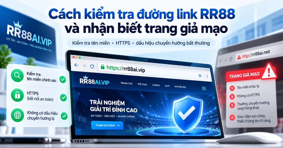 Minh họa kiểm tra tên miền và nhận diện đường dẫn giả mạo khi tìm kiếm RR88