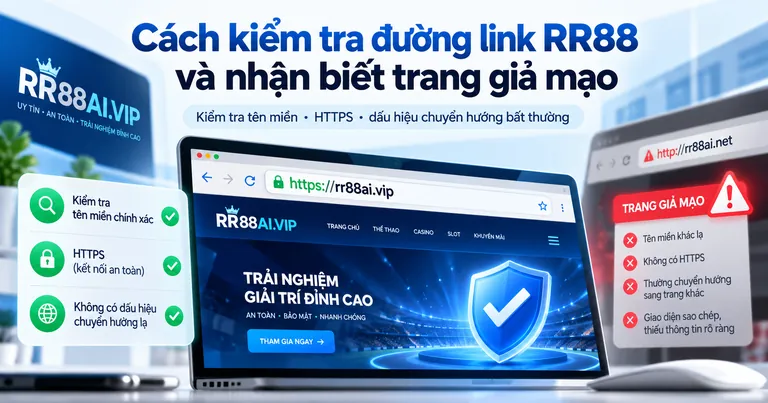 Minh họa kiểm tra tên miền và nhận diện đường dẫn giả mạo khi tìm kiếm RR88